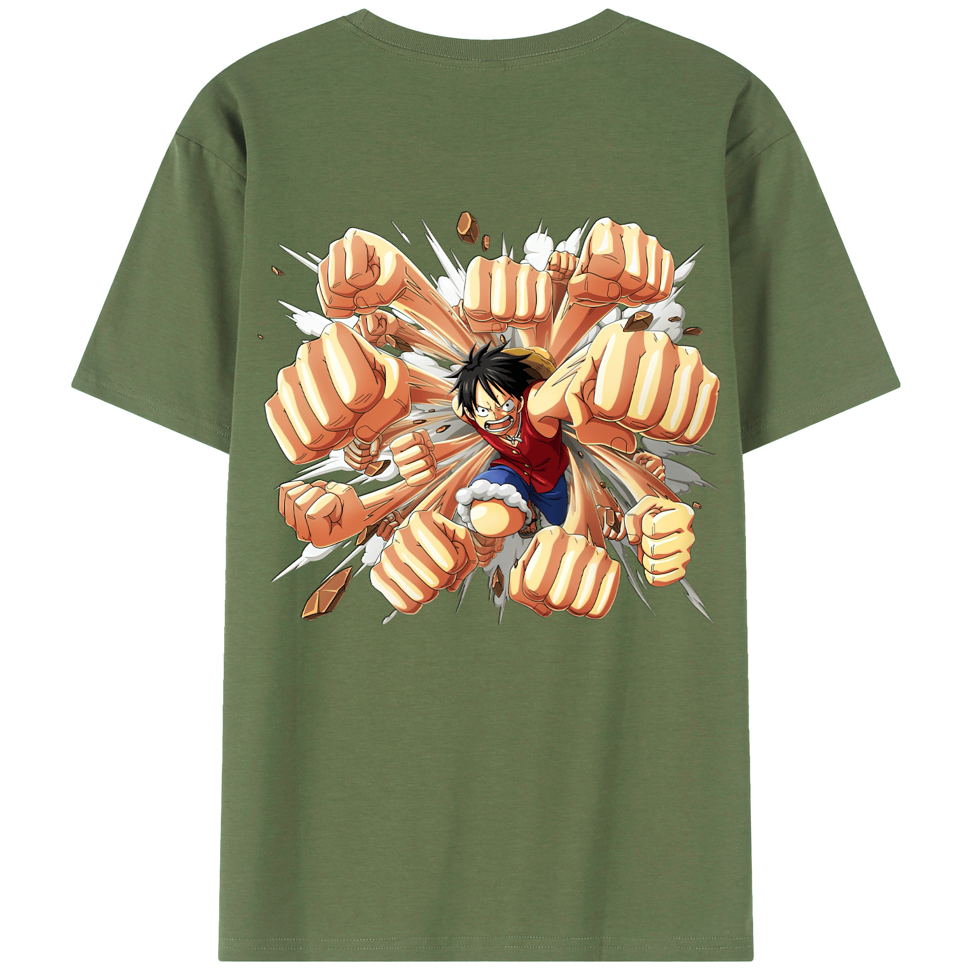 （画像用） ワンピース モンキー・D・ルフィ ONE PIECE Monkey D. Luffy 綿100％ メンズ半袖Tシャツ（バックプリント） 通気性